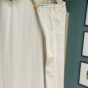 White cotton poly pant; light weight